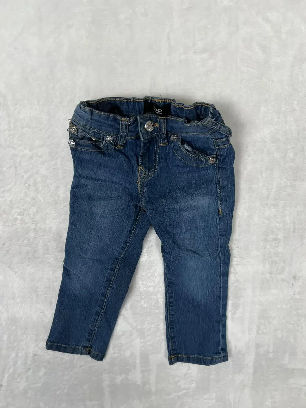 True Religion Geno Relaxed Slim Jeans Kids 3T Blue Straight Denim Elastic Waist